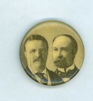 Vtg 1904 President Theodore Roosevelt Fairbanks Campaign Jugate Pinback Button S