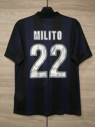 Inter Milan 2013 - 2014 Milito 22 Home Football Soccer Nike Shirt Jersey Size M