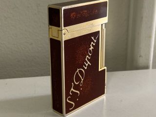 S.  T.  Dupont Cigarette Lighter - Vintage “d” Red Brown Gold Enamel - France St