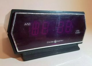 Vintage General Electric Digital Led Alarm Clock 8143 - 5 Ge Woodgrain Snooze