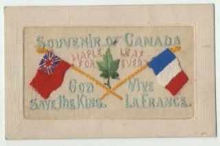 Ww1 Embroidered Silk Postcard Canada Souvenir Swiss Embroidery Vintage 1914 - 18