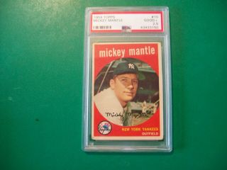 1959 Topps 10 Mickey Mantle Psa 2.  5