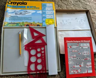 Crayola Designer Kit For Vehicles Vintage 1989 Creativity Drawing Drafting Kit