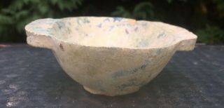 Early Chinese Antique Terra Cotta Pottery Green Glazed Ear Cup Bowl Ex - Piscopo