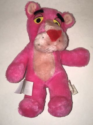 Vintage 1980 Pink Panther 10 " Stuffed Animal Plush Mighty Star