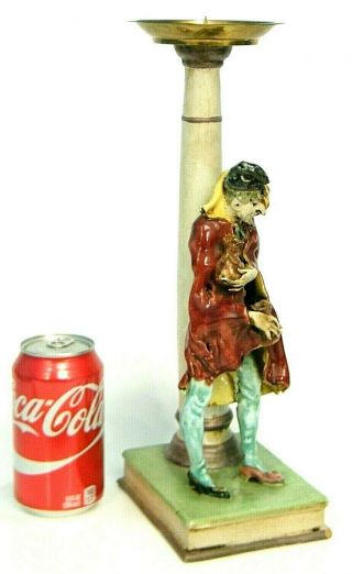 Vintage 50s Aldo Ciolli Majolica Art Pottery Man Sculpture Pillar Candle Holder