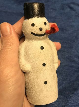 Antique Paper Papier Mache Candy Container Snowman Christmas Theme