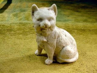 Excavated Vintage Unpainted Bisque Cat For Doll House Age Feve1890 3 Inch 13482