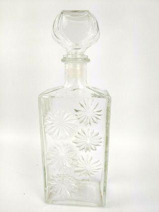Vintage Decanter With Stopper Clear Glass