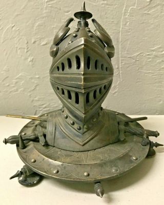 Vintage Knight Metal Medieval Armored Helmet Table Lighter