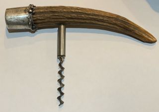 Vintage Stag Horn Corkscrew With Sterling Silver End Cap