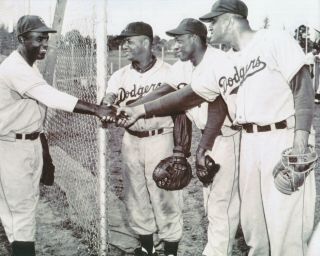 Roy Campanella,  Jackie Robinson,  Don Newcombe,  Dan Bankhead 8x10 Photo Dodgers