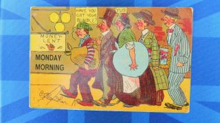 Vintage E Chandler Comic Postcard 1900s Pawnbroker Pawn Shop Monday Morning