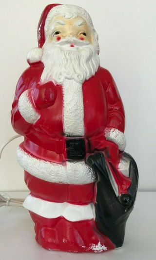 Vintage Empire Blow Mold Christmas Santa Claus W/ Toy Sack Light Up 13” 1968