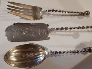 Matching 3 Piece Antique Sterling Silver Serving Spoon,  Fork,  And Fish