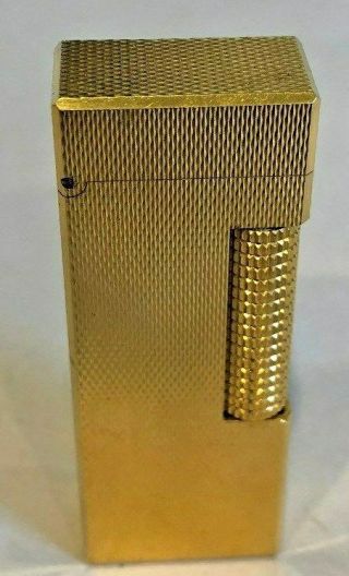 Vintage Dunhill Gold Plated Rolligas Butane Lighter Switzerland Checkered Case
