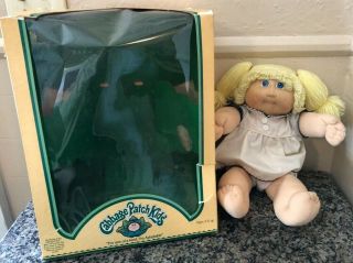 Vintage 1984 Cabbage Patch Kids Girl Blonde Hair Box & Outfit