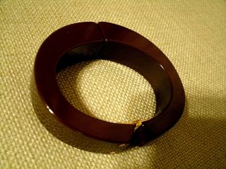 Estate Vintage Chocolate Brown Bakelite Hinged Clamper Bracelet