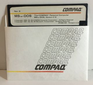 Vintage Compaq Software Ms - Dos Version 2.  12 5 1/4” Floppy Disk 1982 83 84 Rev.  B