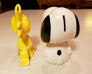 Vintage Peanuts UFS Shultz Woodstock and Snoopy Ceramic Coin Banks 2