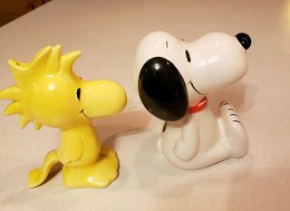 Vintage Peanuts UFS Shultz Woodstock and Snoopy Ceramic Coin Banks 3