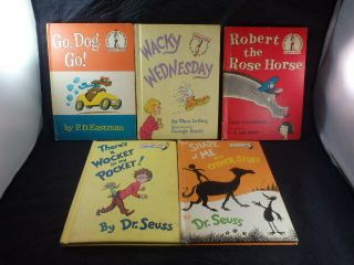 5 Vtg 1960 - 70s Dr Seuss Beginner Books Robert Horse Go Dog Go Wacky Wednesday