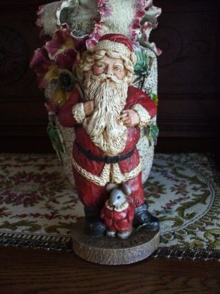 Vintage Santa Claus American Hand Made Wood World Carving Folk Art W.  Va 1989
