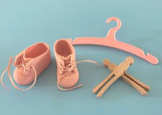 Vintage Baby Doll Shoes,  Clothes Pins,  Hanger For Tiny Tears Dy - Dee Betsy Wetsy
