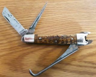 Vintage Antique O.  Barnett Tool Co.  Plier Knife,  Horse Hoof,  Pocket Knife