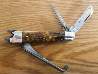 Vintage Antique O.  Barnett Tool Co.  Plier Knife,  Horse Hoof,  Pocket Knife 2
