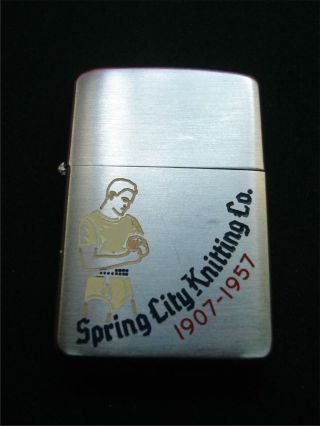 Vintage Zippo Lighter - Spring City Knitting Co.  - Pennsylvania - Cond.