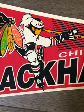 Vintage Chicago Blackhawks Full Size Pennant 12”x30” 3