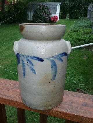 2 Gallon Remmey Antique Decorated Stoneware Churn