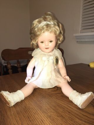 Vintage Antique 30s Ideal Shirley Temple Doll With Dress 16 "