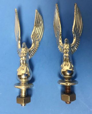 2 Vintage Silver Tone Cast Metal Majestic Eagle Trophy Topper Accent 3 " H