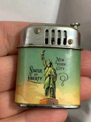 Vintage Pocket Lighter / Statue Of Liberty & Empire State Building Graphics