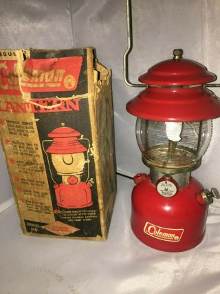 Vintage Red Coleman 200a Lantern Round Globe Sunshine Of The Night 12 65 W/box