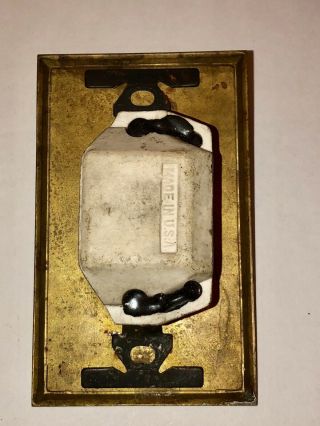 VINTAGE PUSH BUTTON LIGHT SWITCH PORCELAIN,  BRASS AND MOTHER OF PEARL 2