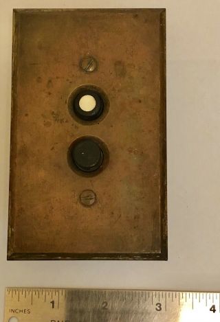 VINTAGE PUSH BUTTON LIGHT SWITCH PORCELAIN,  BRASS AND MOTHER OF PEARL 3