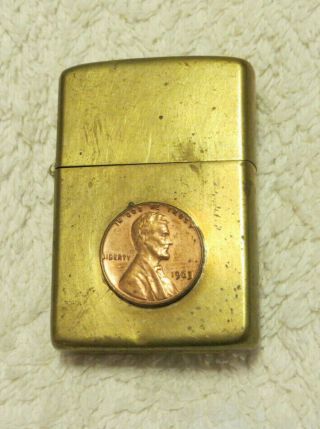 1963 Very Rare Pat 2517191 Brass Zippo Lighter Htf Vintage Rare Penny
