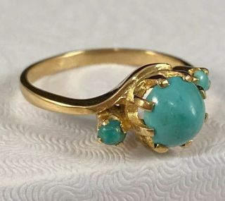 Ant C1900 Victorian Natural Persian Turquoise 14k Solid Gold Cocktail Ring Sz6.  5