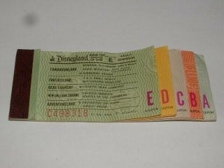 Rare Vintage Disneyland Ticket Or Coupon Book.  Hard To Find With A - E
