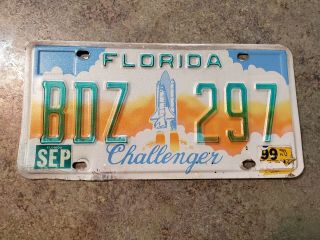 Vintage 1999 Challenger Space Shuttle Nasa Metal Florida Car License Plate