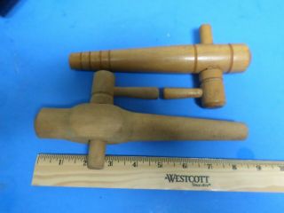 Two Vintage Wooden Beer Barrel Tap Handles, .  For Wooden Barrels,  8 Inches Ong