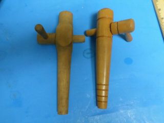TWO VINTAGE WOODEN BEER BARREL TAP HANDLES, .  FOR WOODEN BARRELS,  8 INCHES ONG 3
