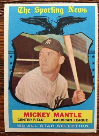1959 Topps Mickey Mantle All - Star Baseball Card - - Vintage