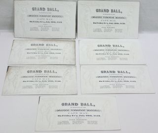 Vtg Seven 1853 Invitations To Grand Ball Cape May Nj Mount Vernon Hotel Embossed