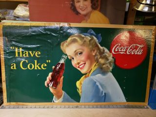 Vintage 1945 Coca Cola Cardboard Sign Antique Soda Fountain Diner
