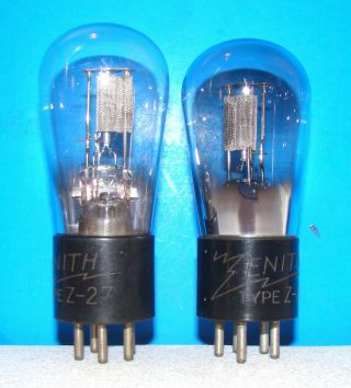 No Type Z - 27 Zenith Radio Vintage Engraved Vacuum 2 Tubes Valves Globe 227 327