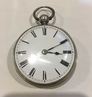 Antique Sterling Silver Fusee Verge Pocket Watch From 1841